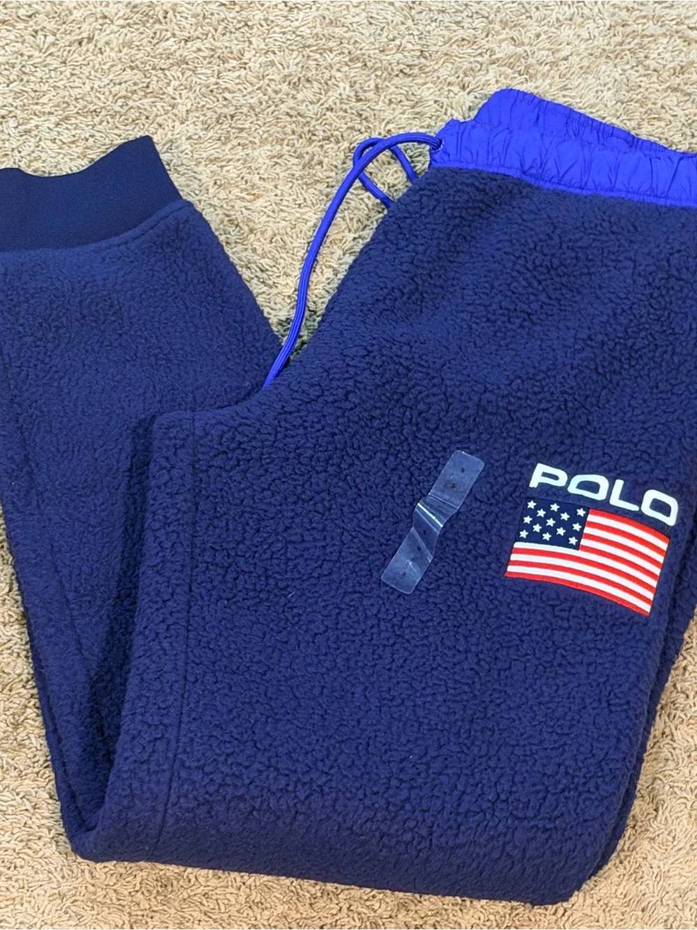 New Polo Ralph Lauren Navy Blue USA FLAG Fleece Sweatpants Small NWOT Olympics